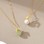 Natural Hotan Jade Leaf Necklace Female S925 Silver