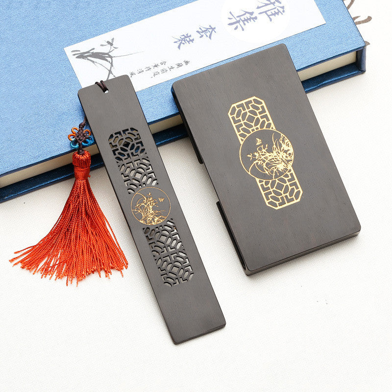 Mahogany Bookmark Card Holder Set Creative Chinese Style