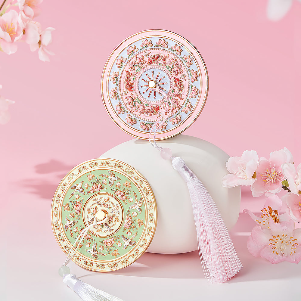 Load video: Flower and Bird Pattern Embossed Portable Mirror-Video