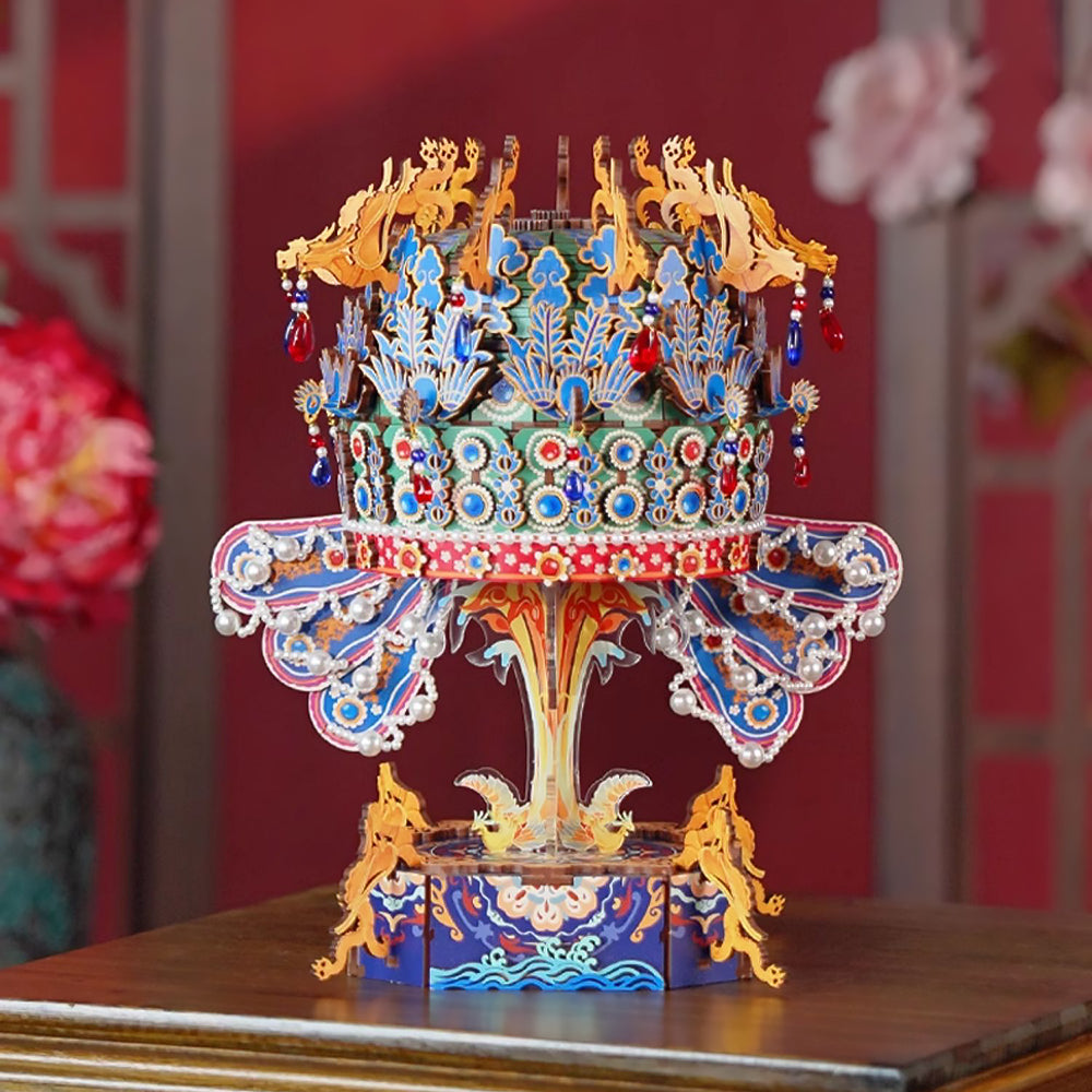 Load video: video-Crown Music Box Empress Xiaoduan Phoenix Crown Assembled Ornament