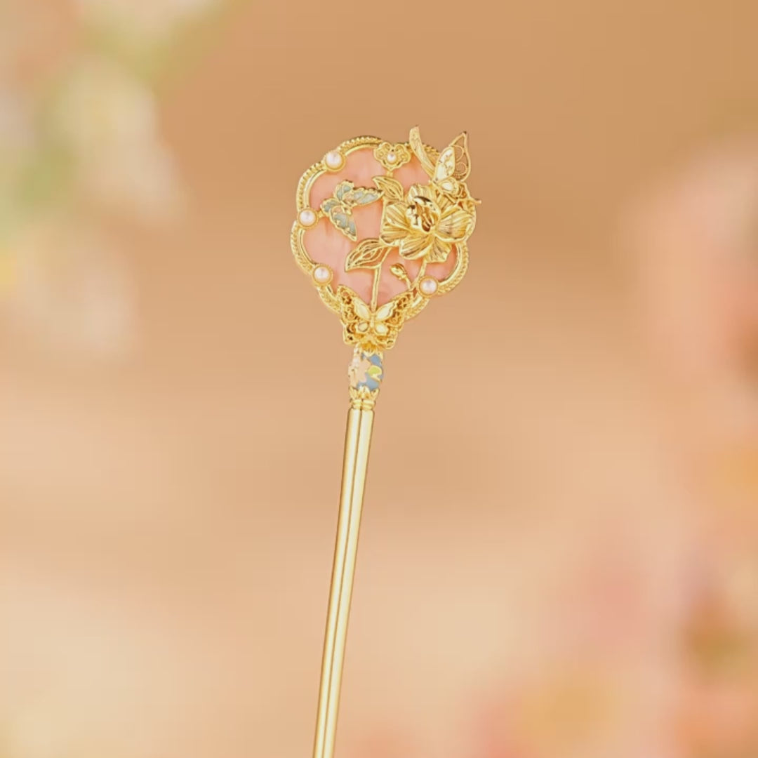 Load video: New Chinese Style Brocade Fan Hairpin-video